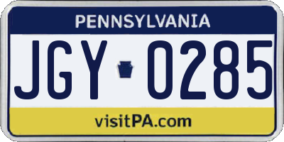PA license plate JGY0285