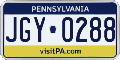 PA license plate JGY0288