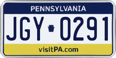PA license plate JGY0291