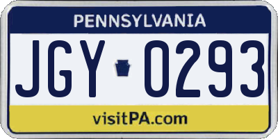 PA license plate JGY0293