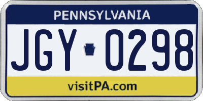 PA license plate JGY0298