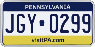 PA license plate JGY0299