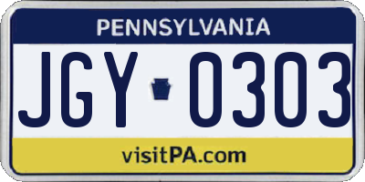 PA license plate JGY0303