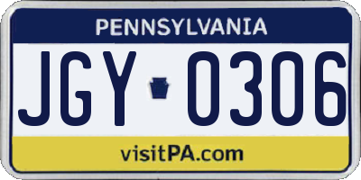 PA license plate JGY0306