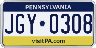 PA license plate JGY0308