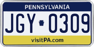 PA license plate JGY0309
