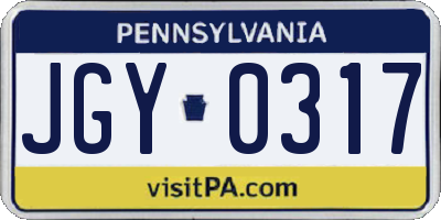 PA license plate JGY0317