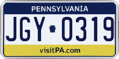 PA license plate JGY0319