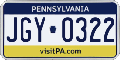 PA license plate JGY0322