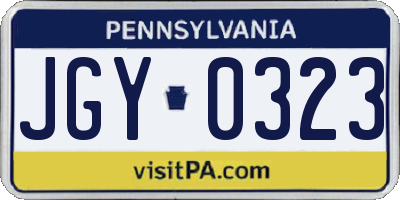PA license plate JGY0323
