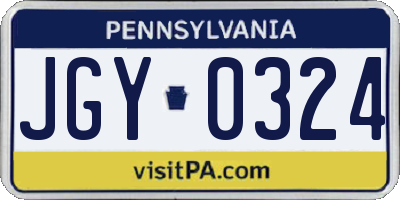 PA license plate JGY0324