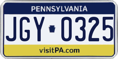 PA license plate JGY0325
