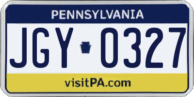 PA license plate JGY0327