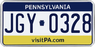 PA license plate JGY0328
