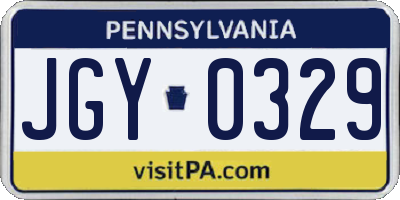 PA license plate JGY0329