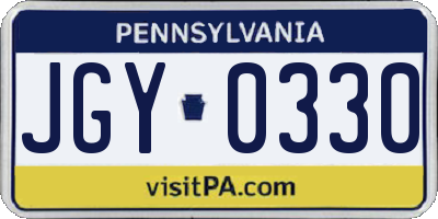 PA license plate JGY0330