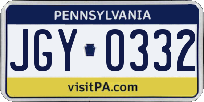 PA license plate JGY0332
