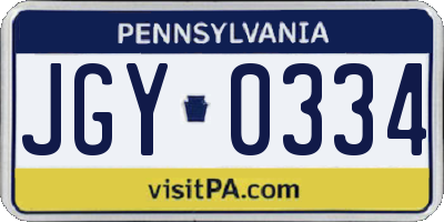 PA license plate JGY0334