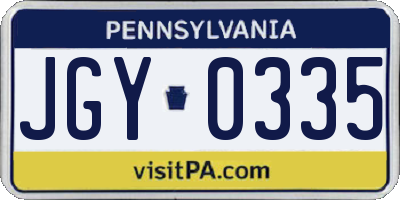 PA license plate JGY0335