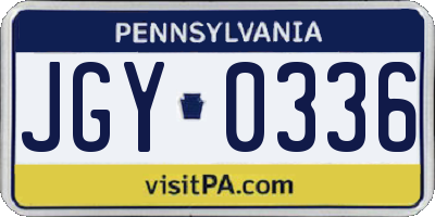 PA license plate JGY0336