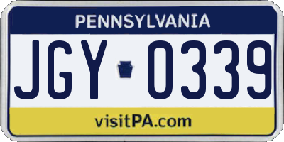 PA license plate JGY0339