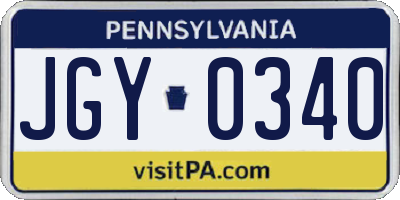 PA license plate JGY0340