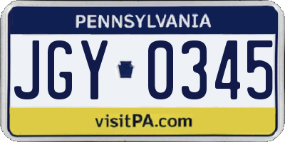 PA license plate JGY0345