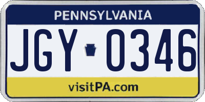 PA license plate JGY0346