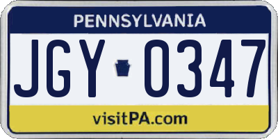 PA license plate JGY0347