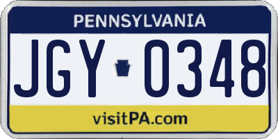 PA license plate JGY0348