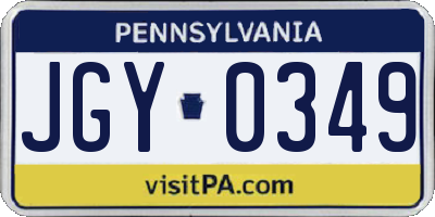 PA license plate JGY0349
