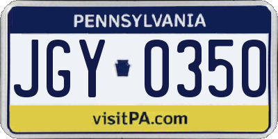 PA license plate JGY0350