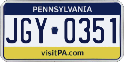 PA license plate JGY0351