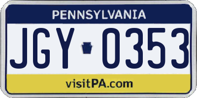 PA license plate JGY0353