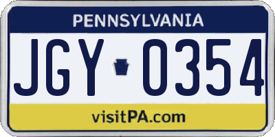 PA license plate JGY0354