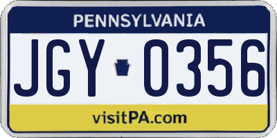 PA license plate JGY0356