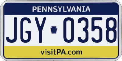 PA license plate JGY0358