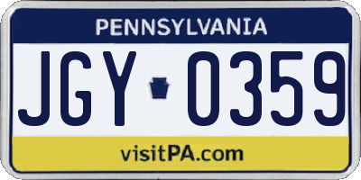 PA license plate JGY0359