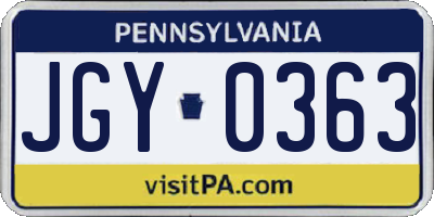 PA license plate JGY0363
