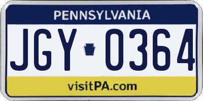 PA license plate JGY0364