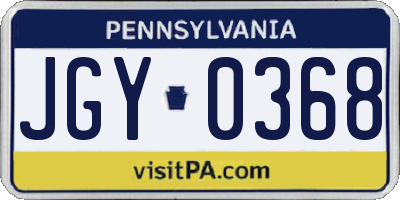 PA license plate JGY0368