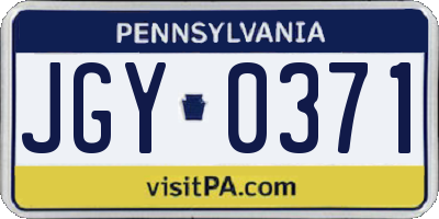 PA license plate JGY0371