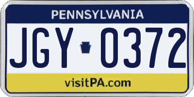 PA license plate JGY0372