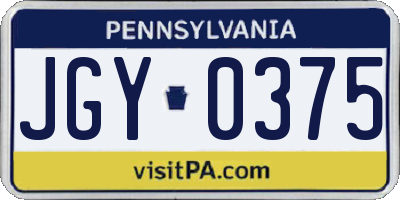 PA license plate JGY0375