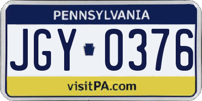 PA license plate JGY0376