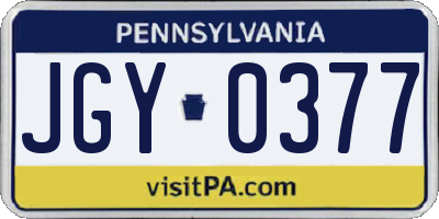 PA license plate JGY0377
