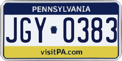 PA license plate JGY0383