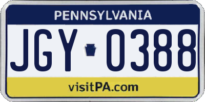 PA license plate JGY0388