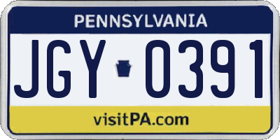 PA license plate JGY0391