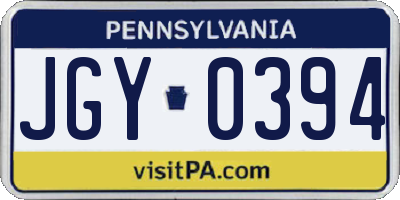 PA license plate JGY0394